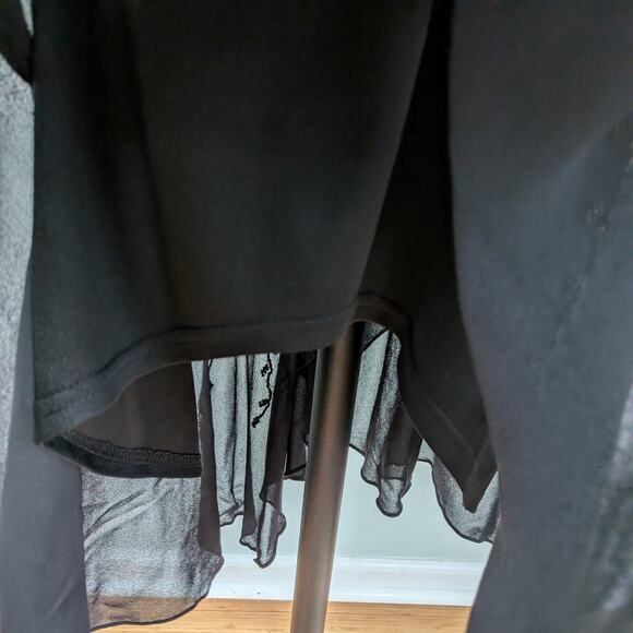 Vintage Sue Wong Maxi Dress Gown 6 Black Red Y2K Fairy Goth Silk Floral Velvet - Picture 13 of 16